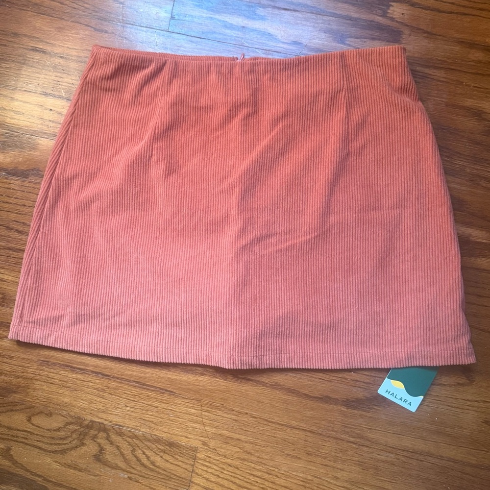 HALARA Corduroy Rust Mini Skirt